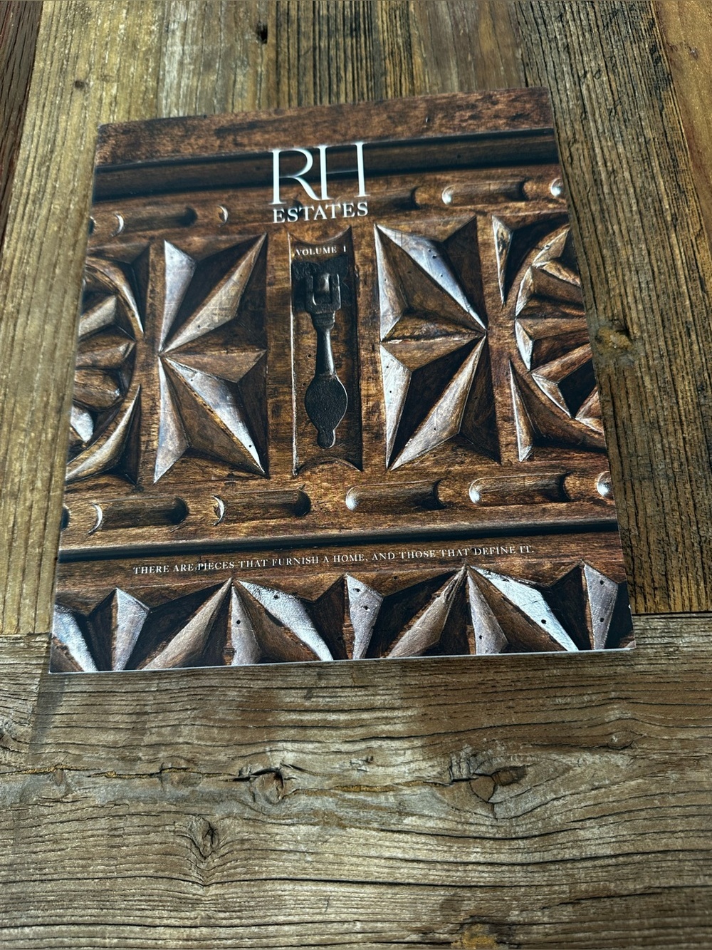 RH Estates Volume 1 Hardcover Catalog - Brown Wood Carved -soft cover magazine